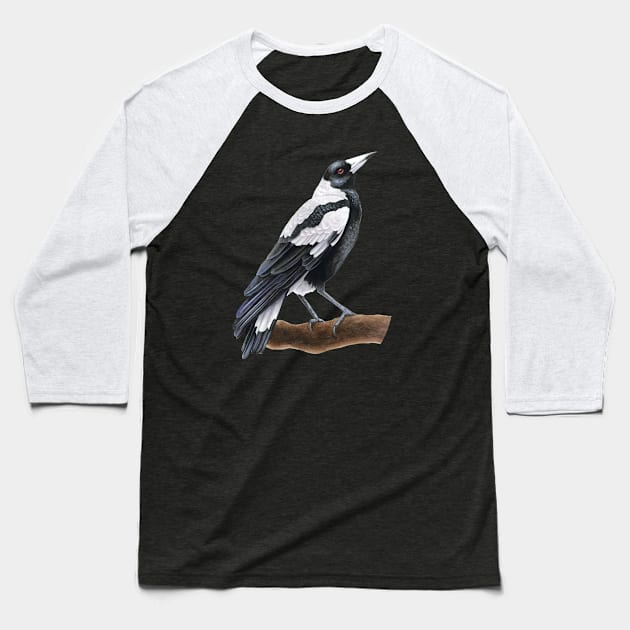 Australian Magpie Baseball T-Shirt by Warbler Creative